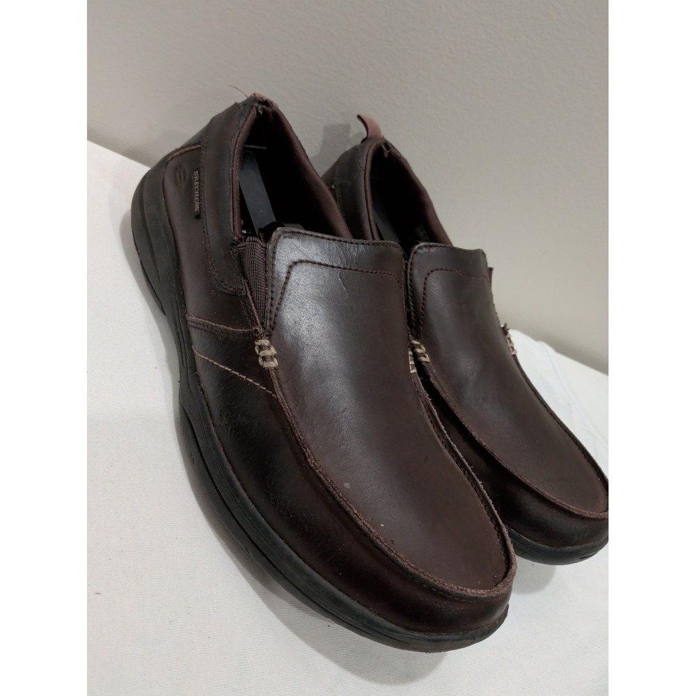 Skechers Relaxed Fit Harper Forde Men's 10.5 Dark Brown Leather Loafer 56298